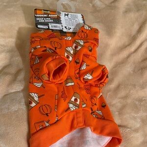Orange Dog Hoodie with Fall Print